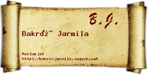 Bakró Jarmila névjegykártya